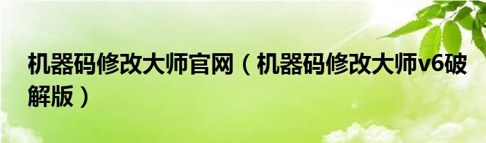 机器码修改大师官网（机器码修改大师v6破解版）