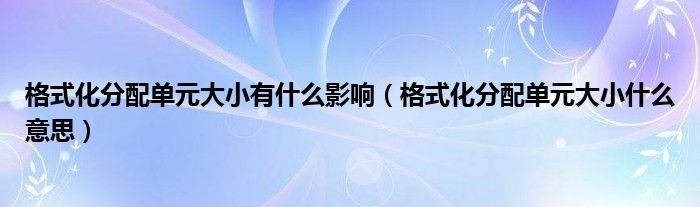 格式化分配单元大小有什么影响（格式化分配单元大小什么意思）