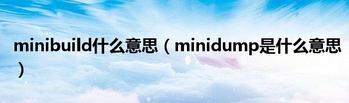 minibuild什么意思（minidump是什么意思）