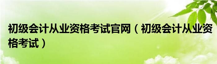 初级会计从业资格考试官网（初级会计从业资格考试）