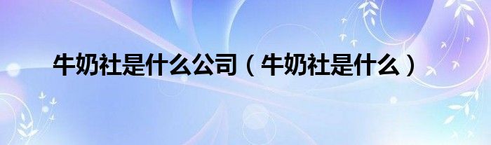 牛奶社是什么公司（牛奶社是什么）