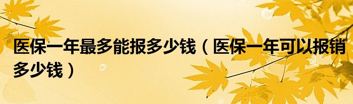 医保一年最多能报多少钱（医保一年可以报销多少钱）