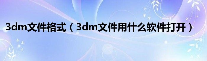 3dm文件格式（3dm文件用什么软件打开）