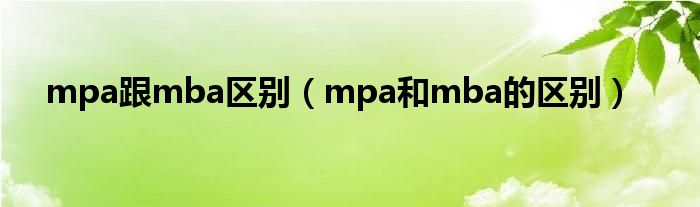 mpa跟mba区别（mpa和mba的区别）