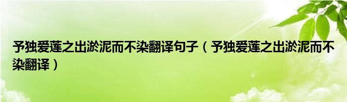 予独爱莲之出淤泥而不染翻译句子（予独爱莲之出淤泥而不染翻译）