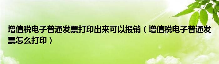 增值税电子普通发票打印出来可以报销（增值税电子普通发票怎么打印）