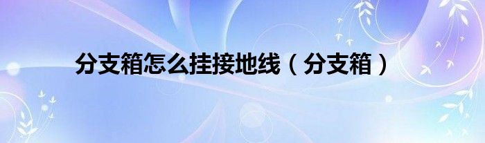 分支箱怎么挂接地线（分支箱）