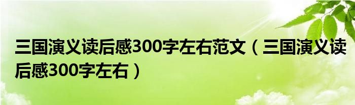 三国演义读后感300字左右范文（三国演义读后感300字左右）