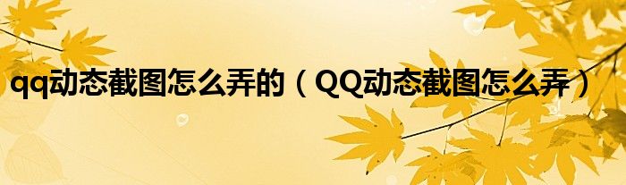 qq动态截图怎么弄的（QQ动态截图怎么弄）