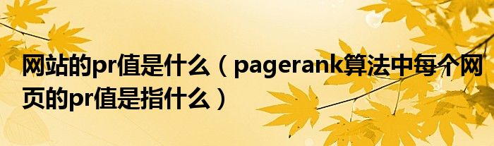 网站的pr值是什么（pagerank算法中每个网页的pr值是指什么）