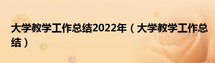 大学教学工作总结2022年（大学教学工作总结）