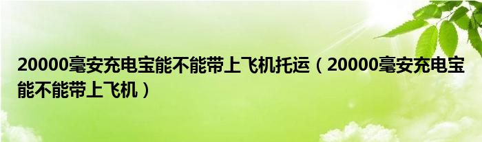 20000毫安充电宝能不能带上飞机托运（20000毫安充电宝能不能带上飞机）