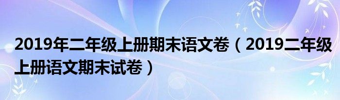 2019年二年级上册期末语文卷（2019二年级上册语文期末试卷）