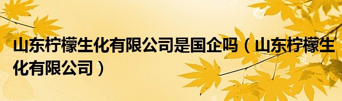 山东柠檬生化有限公司是国企吗（山东柠檬生化有限公司）