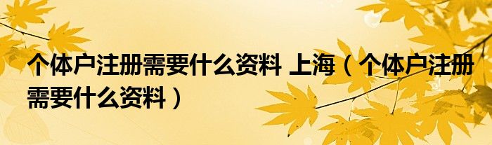 个体户注册需要什么资料 上海（个体户注册需要什么资料）