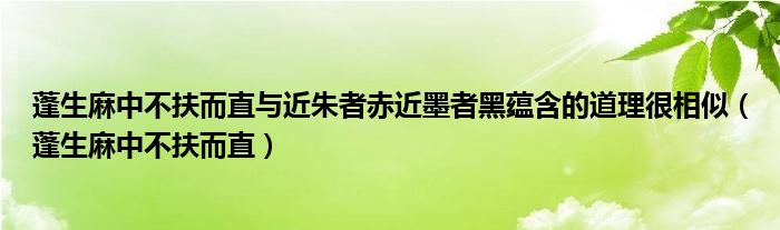 蓬生麻中不扶而直与近朱者赤近墨者黑蕴含的道理很相似（蓬生麻中不扶而直）