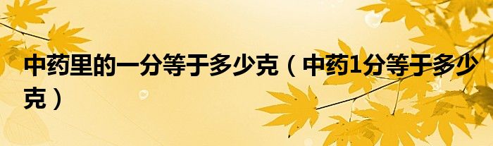 中药里的一分等于多少克（中药1分等于多少克）