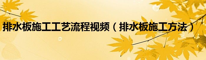 排水板施工工艺流程视频（排水板施工方法）