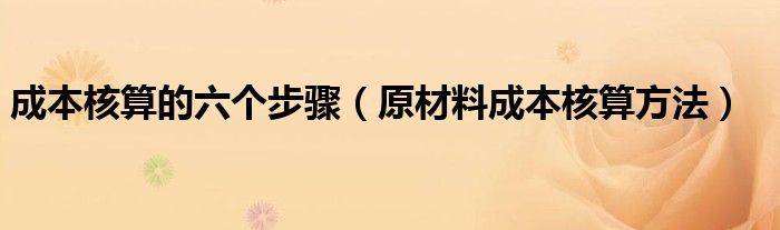 成本核算的六个步骤（原材料成本核算方法）