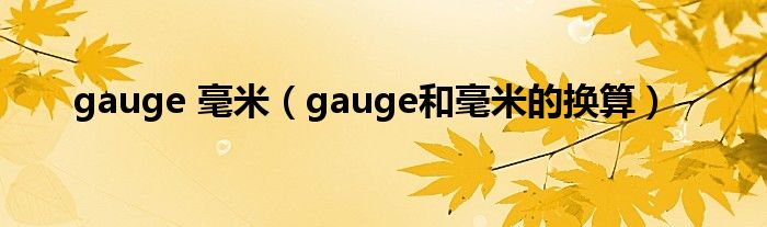 gauge 毫米（gauge和毫米的换算）