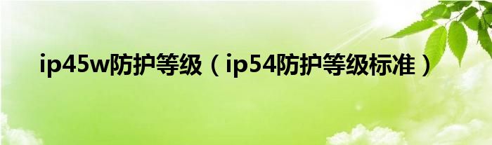 ip45w防护等级（ip54防护等级标准）