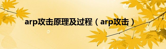 arp攻击原理及过程（arp攻击）