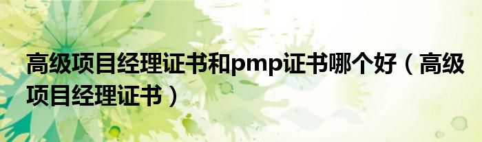 高级项目经理证书和pmp证书哪个好（高级项目经理证书）