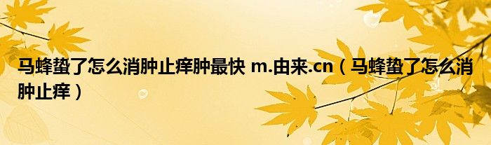 马蜂蛰了怎么消肿止痒肿最快 m.由来.cn（马蜂蛰了怎么消肿止痒）