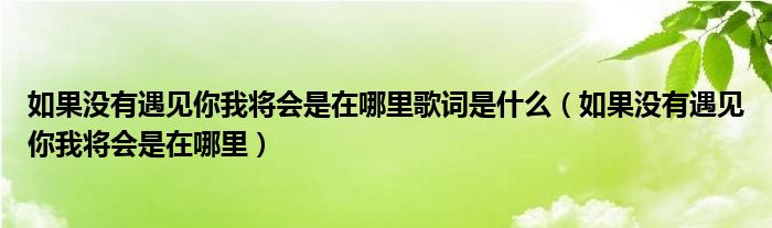 如果没有遇见你我将会是在哪里歌词是什么（如果没有遇见你我将会是在哪里）