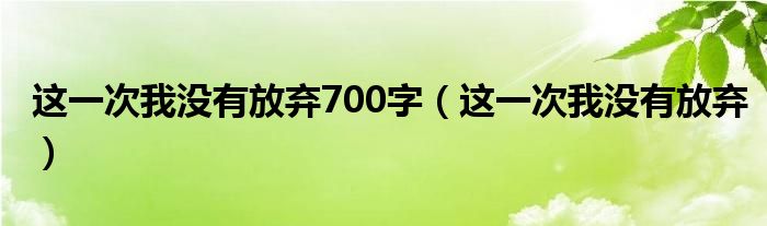 这一次我没有放弃700字（这一次我没有放弃）