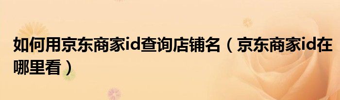 如何用京东商家id查询店铺名（京东商家id在哪里看）