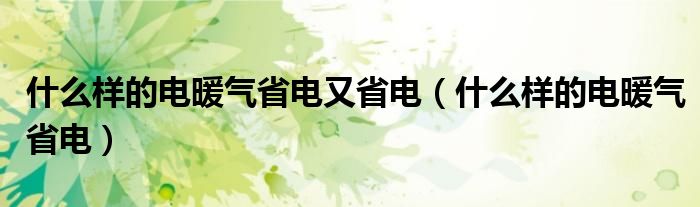 什么样的电暖气省电又省电（什么样的电暖气省电）