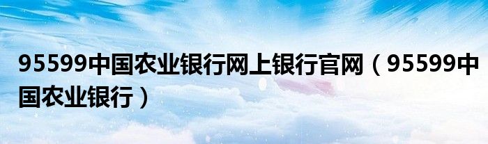 95599中国农业银行网上银行官网（95599中国农业银行）