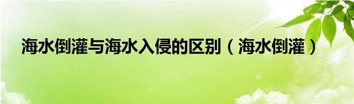 海水倒灌与海水入侵的区别（海水倒灌）