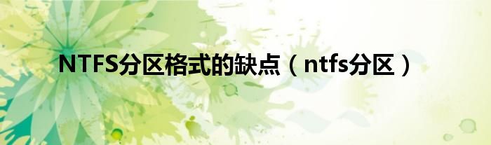 NTFS分区格式的缺点（ntfs分区）