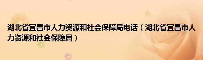 湖北省宜昌市人力资源和社会保障局电话（湖北省宜昌市人力资源和社会保障局）