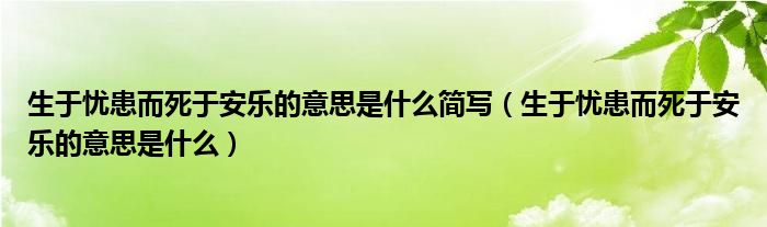 生于忧患而死于安乐的意思是什么简写（生于忧患而死于安乐的意思是什么）