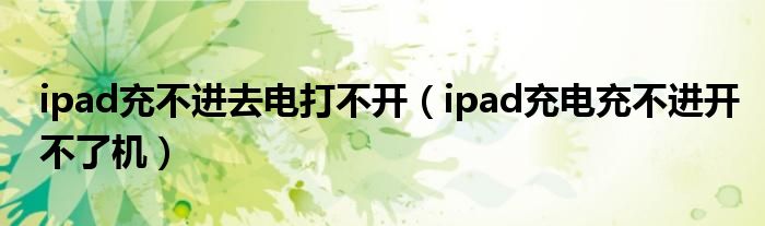 ipad充不进去电打不开（ipad充电充不进开不了机）