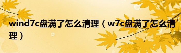 wind7c盘满了怎么清理（w7c盘满了怎么清理）