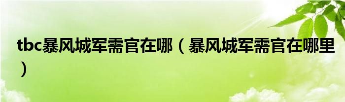 tbc暴风城军需官在哪（暴风城军需官在哪里）