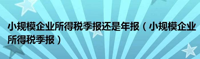 小规模企业所得税季报还是年报（小规模企业所得税季报）