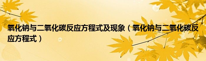 氧化钠与二氧化碳反应方程式及现象（氧化钠与二氧化碳反应方程式）