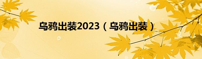 乌鸦出装2023（乌鸦出装）