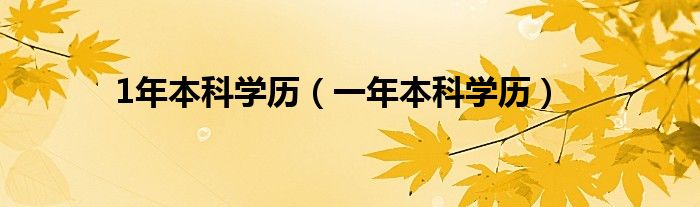 1年本科学历（一年本科学历）