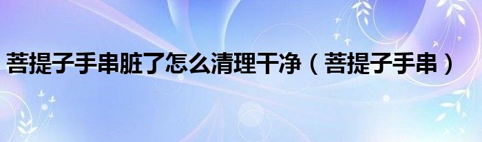 菩提子手串脏了怎么清理干净（菩提子手串）