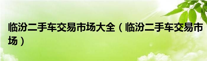 临汾二手车交易市场大全（临汾二手车交易市场）