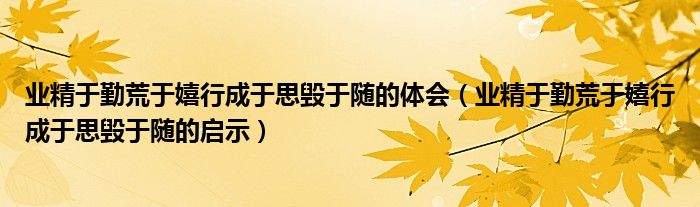 业精于勤荒于嬉行成于思毁于随的体会（业精于勤荒于嬉行成于思毁于随的启示）