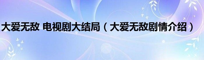 大爱无敌 电视剧大结局（大爱无敌剧情介绍）