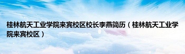 桂林航天工业学院来宾校区校长李燕简历（桂林航天工业学院来宾校区）