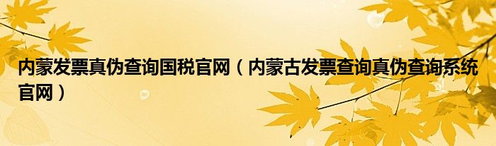 内蒙发票真伪查询国税官网（内蒙古发票查询真伪查询系统官网）